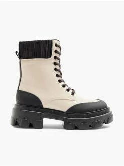 Auslauf ❤️ Stiefel & 🥾 Boots Catwalk Schnürboots Creme Günstig Kaufen 👏